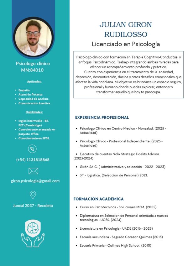Psicólogo Julian Giron Rudilosso